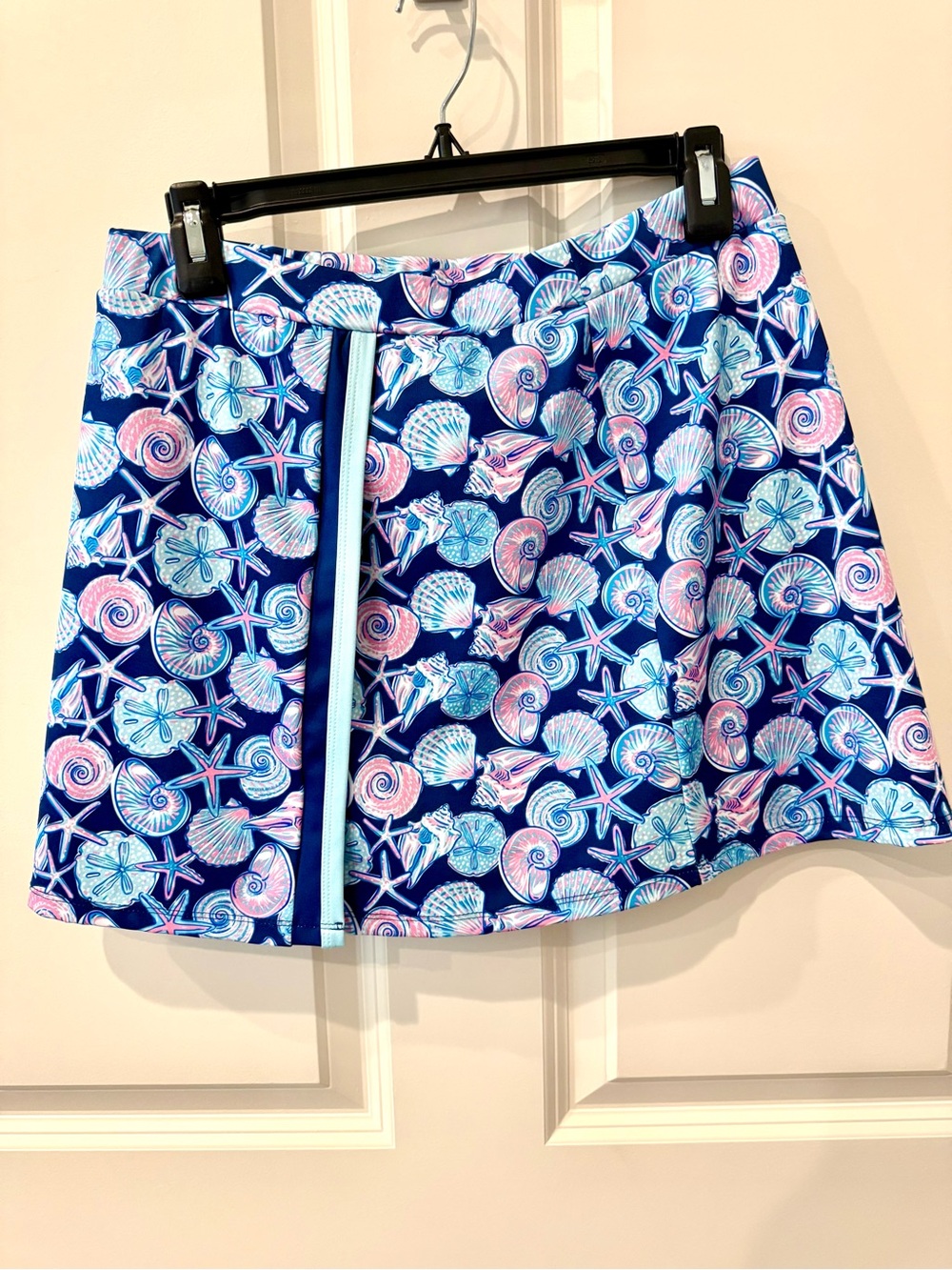 Simply Southern Navy Seashell Print Skort with Pastel Accents, medium.